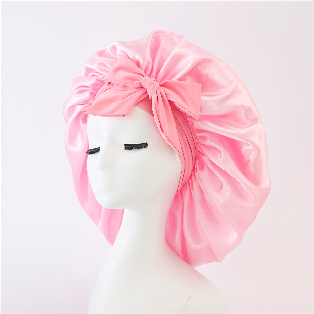 Bonnet en satin de soie pour cheveux bouclés
