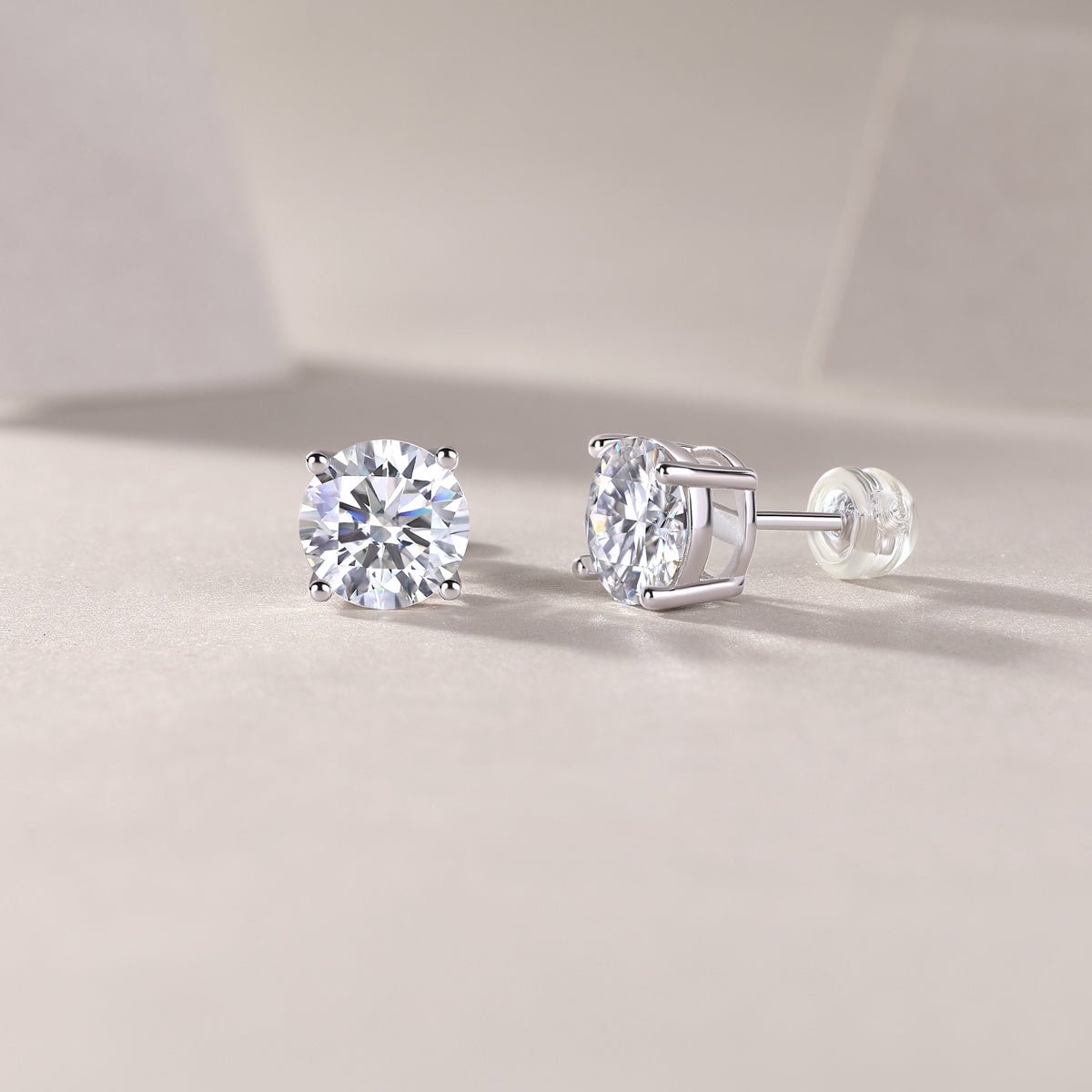 Classic Moissanite Silver Stud Earrings