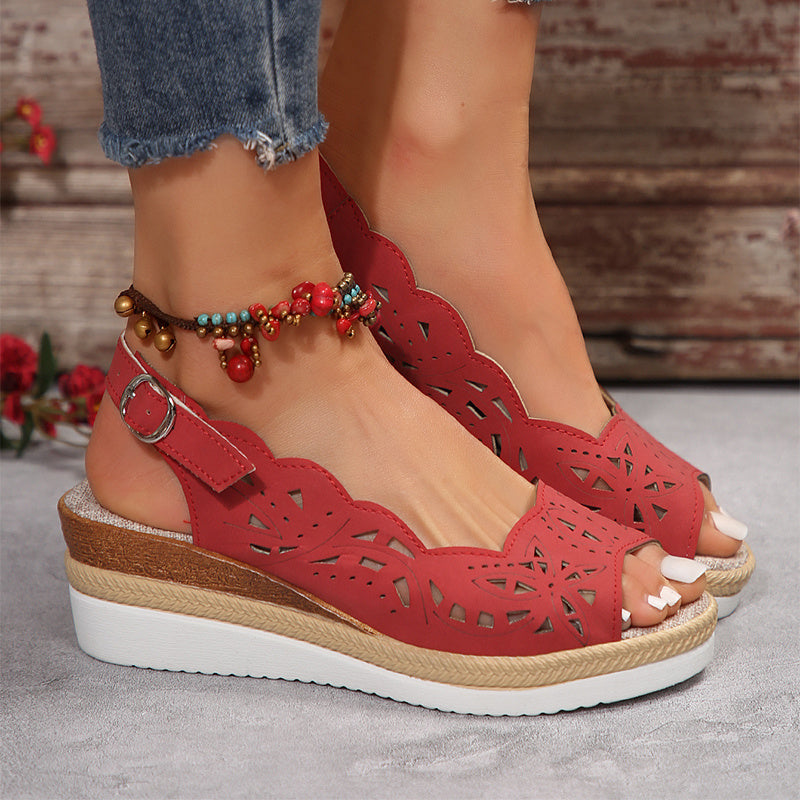 Hollow Fish-Mouth Wedge Sandals Women