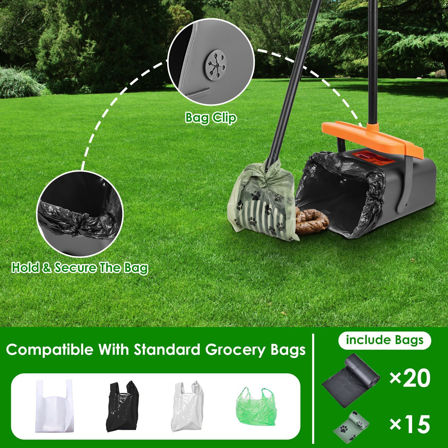 Pooper Scooper Kit with Rake & Bin
