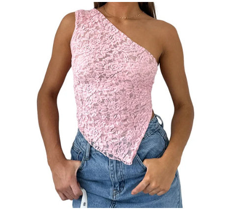 Lace Backless Asymmetrical Top – Women