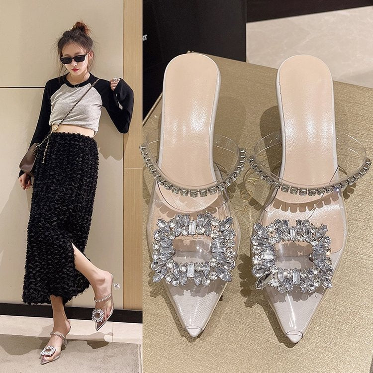 Rhinestone Pointed Toe Sandals