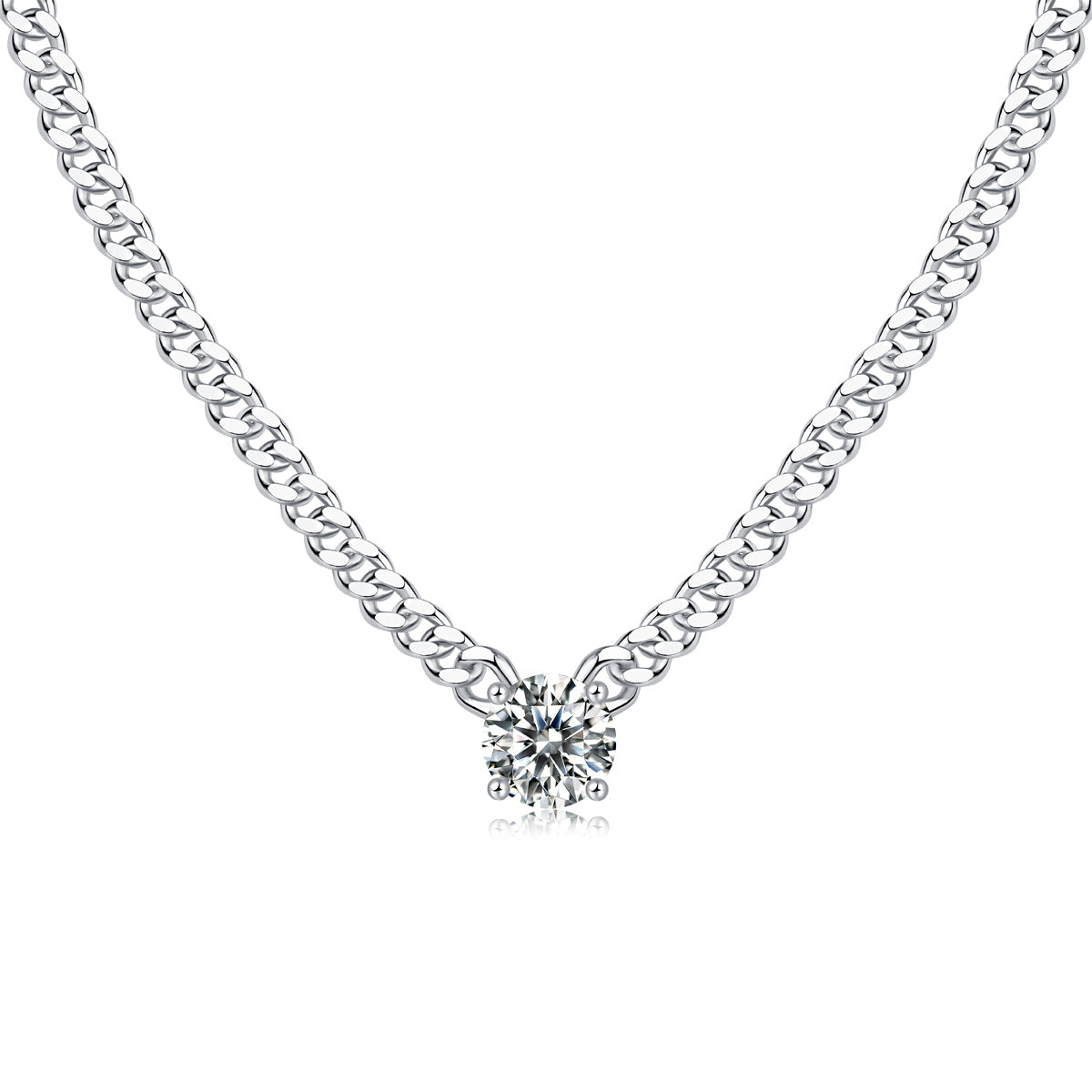Cuban Moissanite Silver Pendant Set
