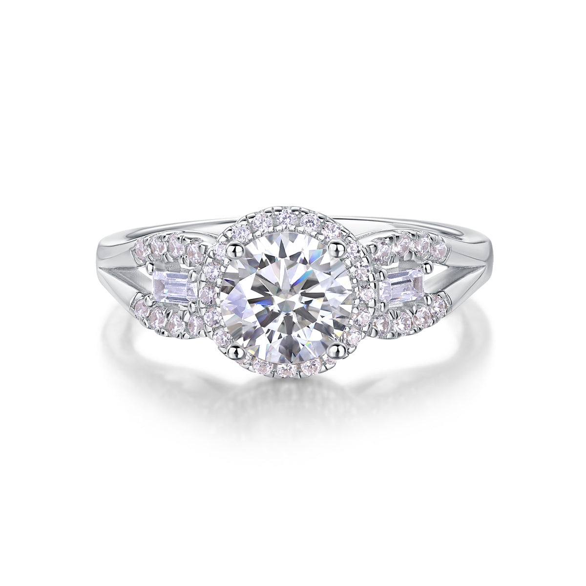 Large Moissanite Silver Wedding Ring