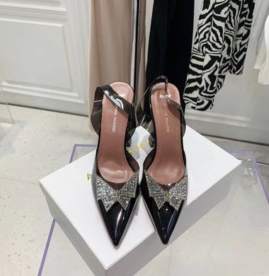 Transparent PVC Bow Pointed Toe Sandals