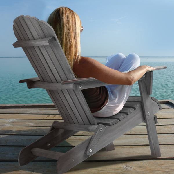 2-Piece Solid Wood Folding Beach Chairs