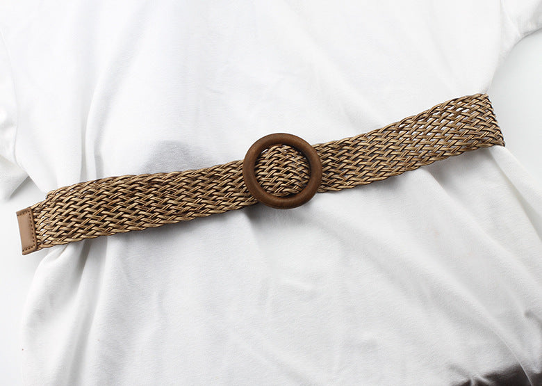 Ceinture large en coton et lin