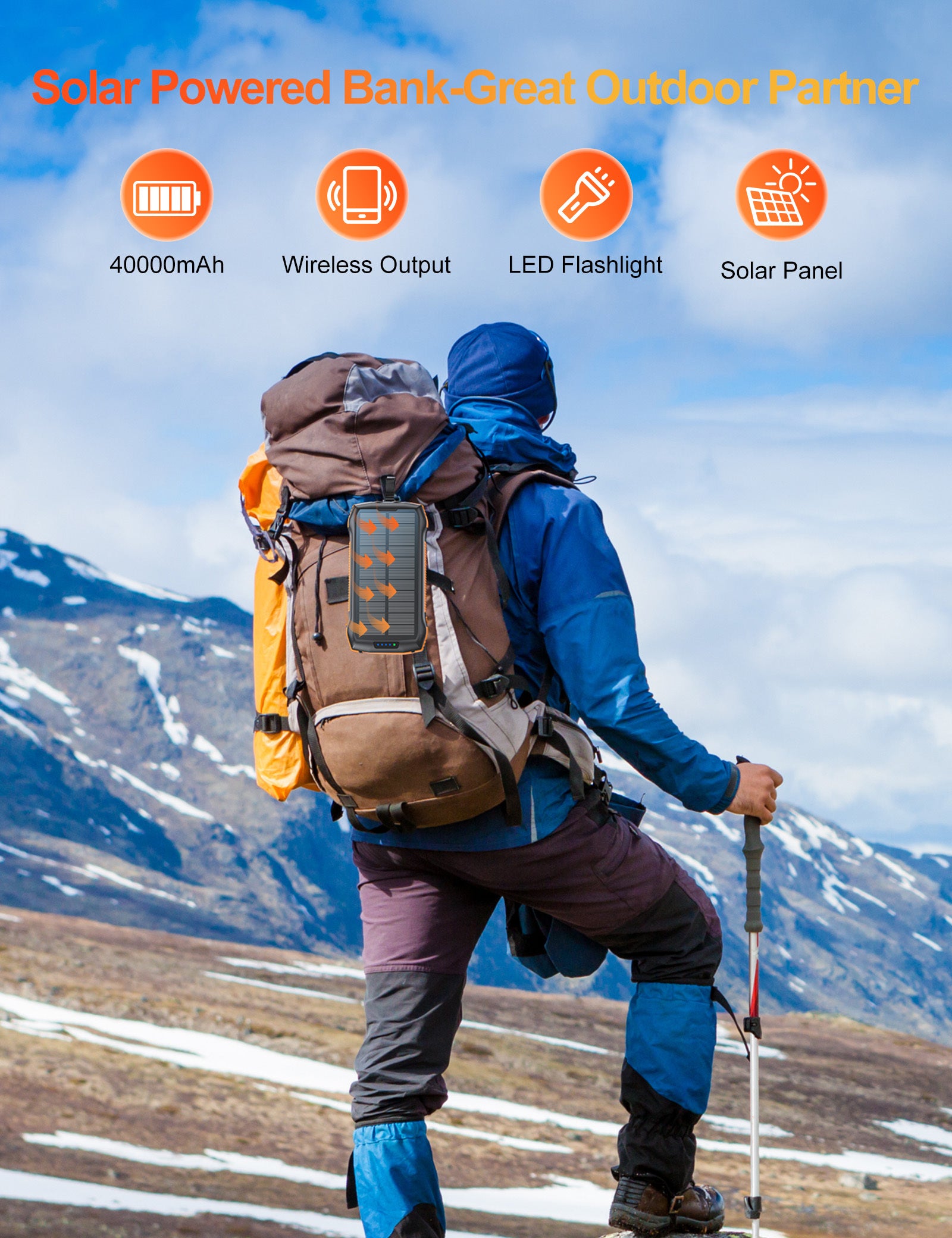 20000mAh Solar Power Bank Wireless Charger