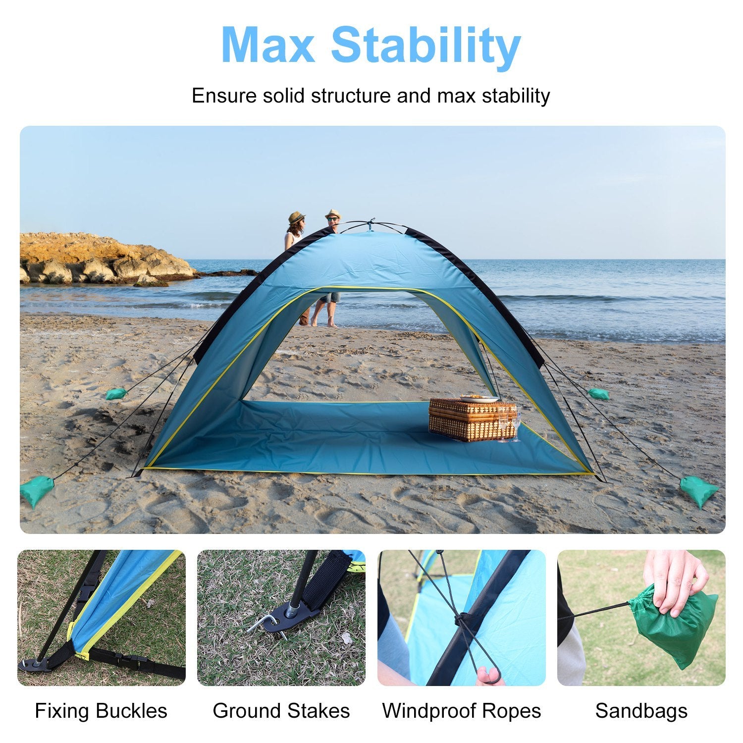 4-6 Person Beach Tent Canopy w/ Bag