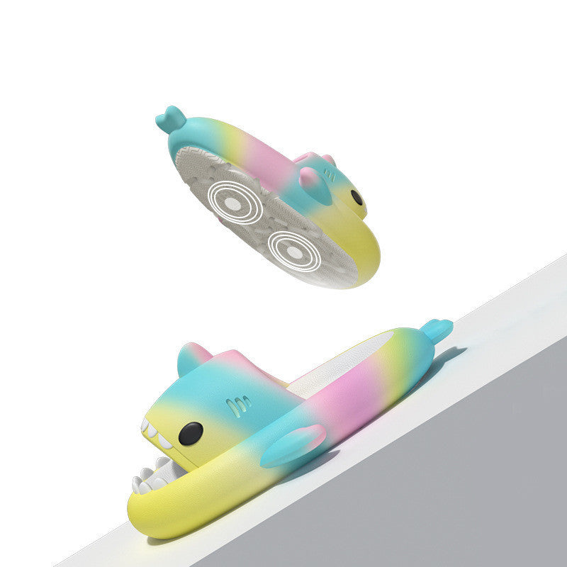 Gradient Rainbow Shark Indoor Slippers
