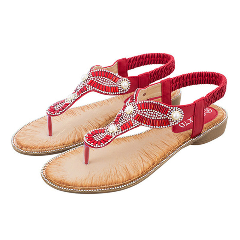 Pearl Flip Toe Sandals Large Size Women