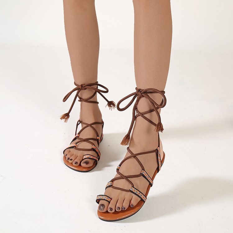 Boho Strappy Flat Sandals for Women