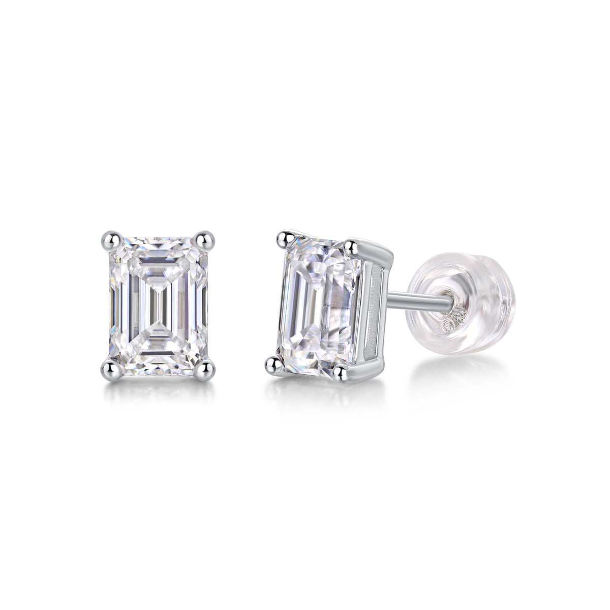 Luxury Mosan Diamond Silver Stud Set