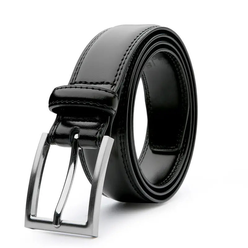 Ceinture à boucle ardillon en cuir de vache véritable pour homme