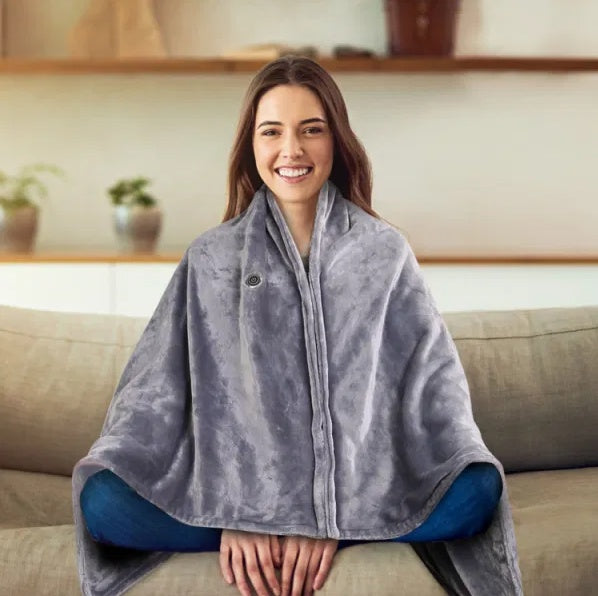 USB Heated Blanket Poncho Wrap 59x31 in