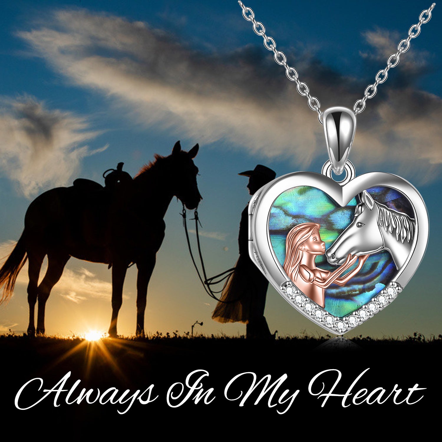 Horse Heart Girls Pendant Necklace