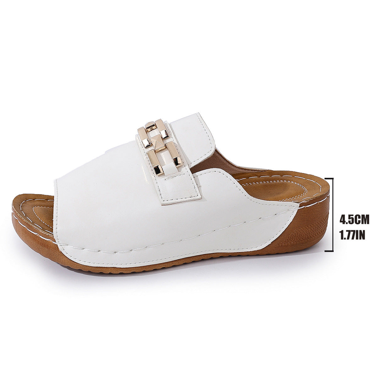 Plus Size Peep Toe Metal Slippers