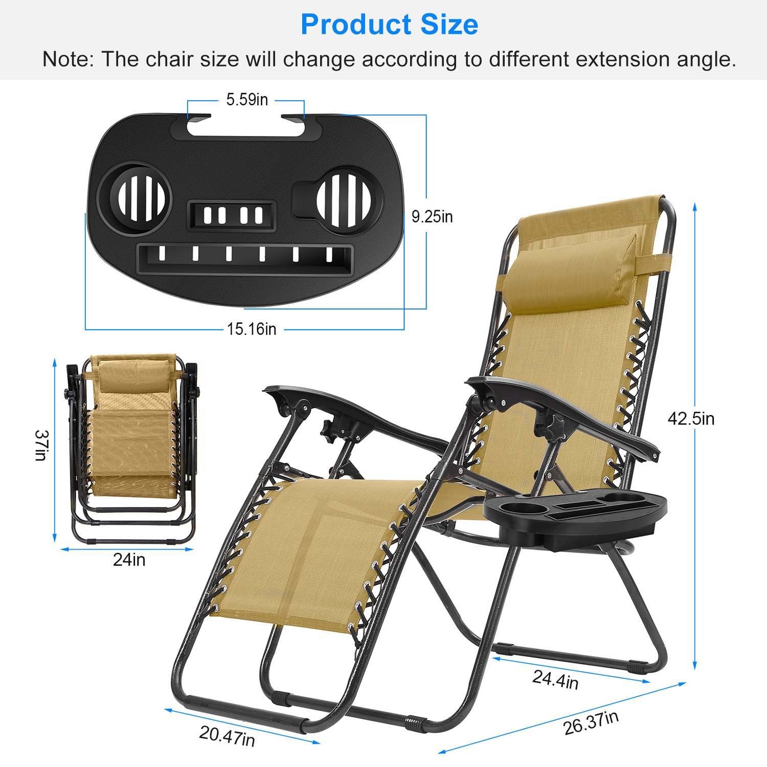 2-Pack Zero Gravity Lounge Chairs