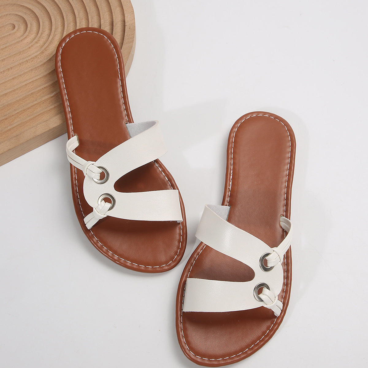 Round Toe Flat Non-Slip Summer Slides
