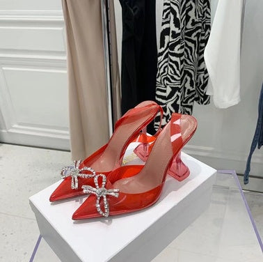 Transparent PVC Bow Pointed Toe Sandals