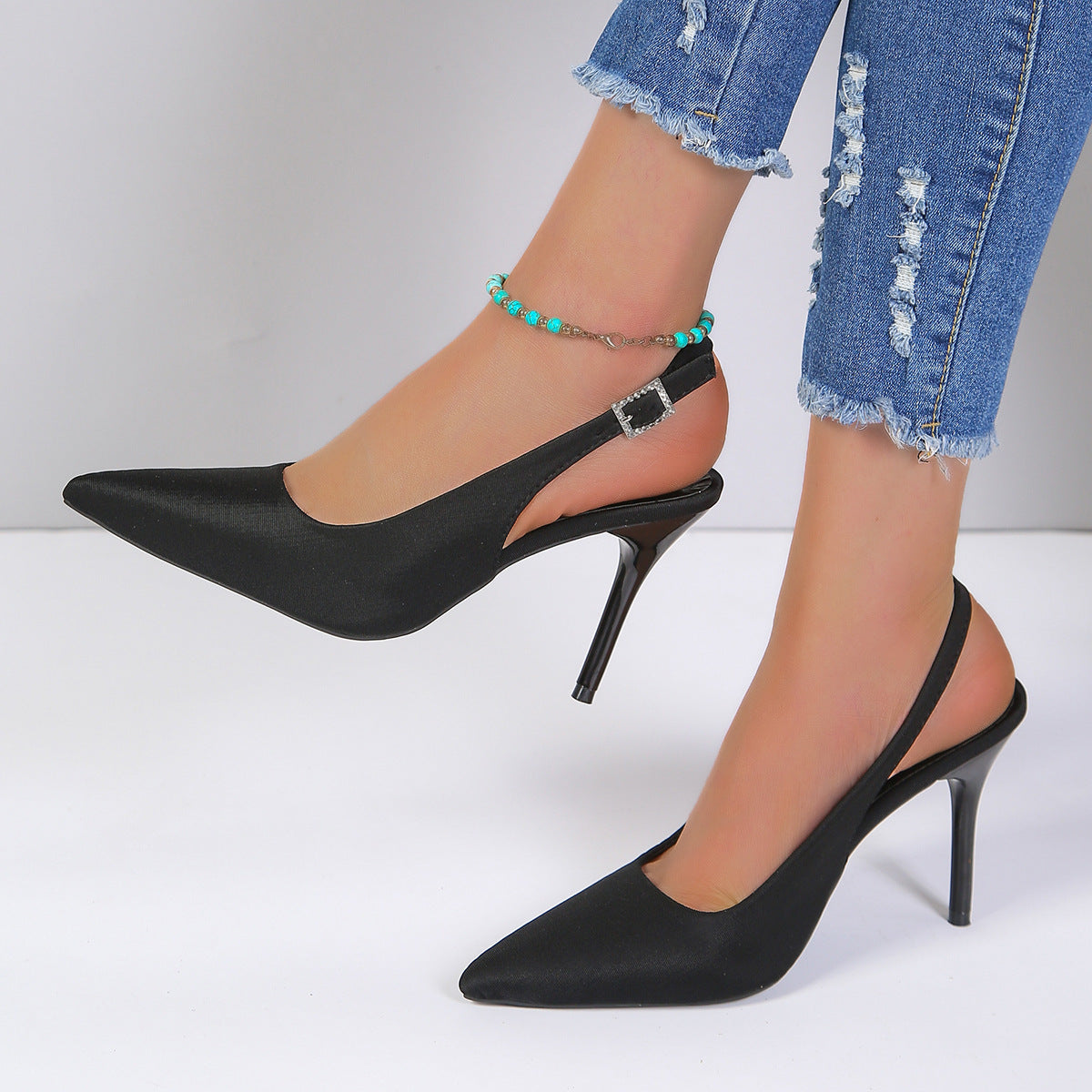 Pointed Toe Buckle Stiletto Heels