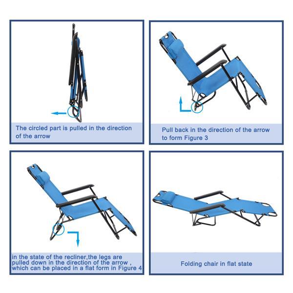 Portable Folding Dual-use Lounge Chair Blue