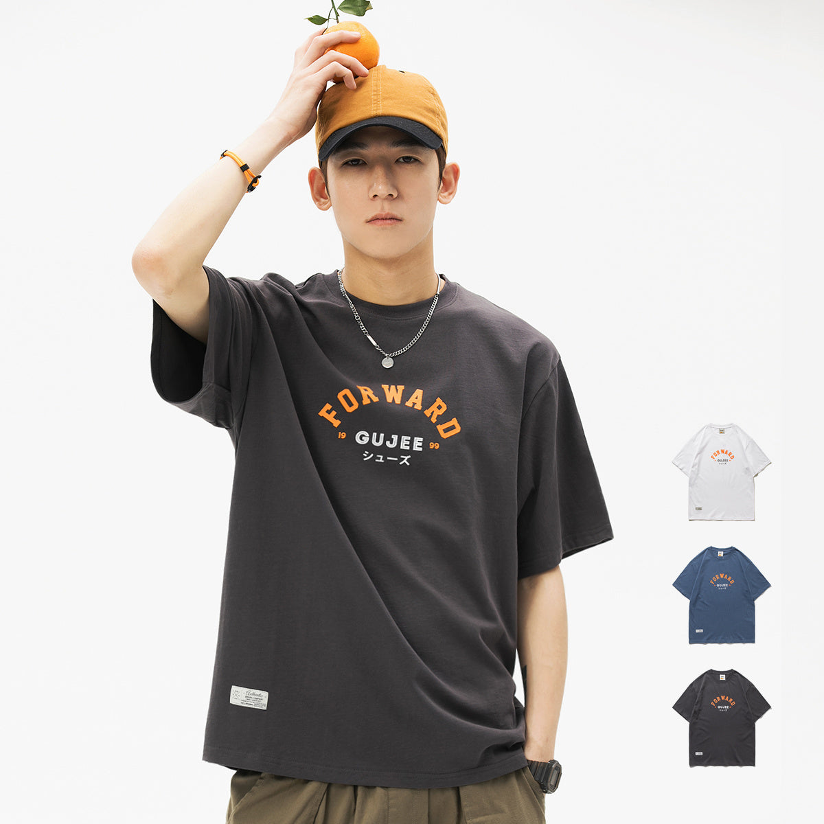 T-shirt d'été japonais à col rond pour homme