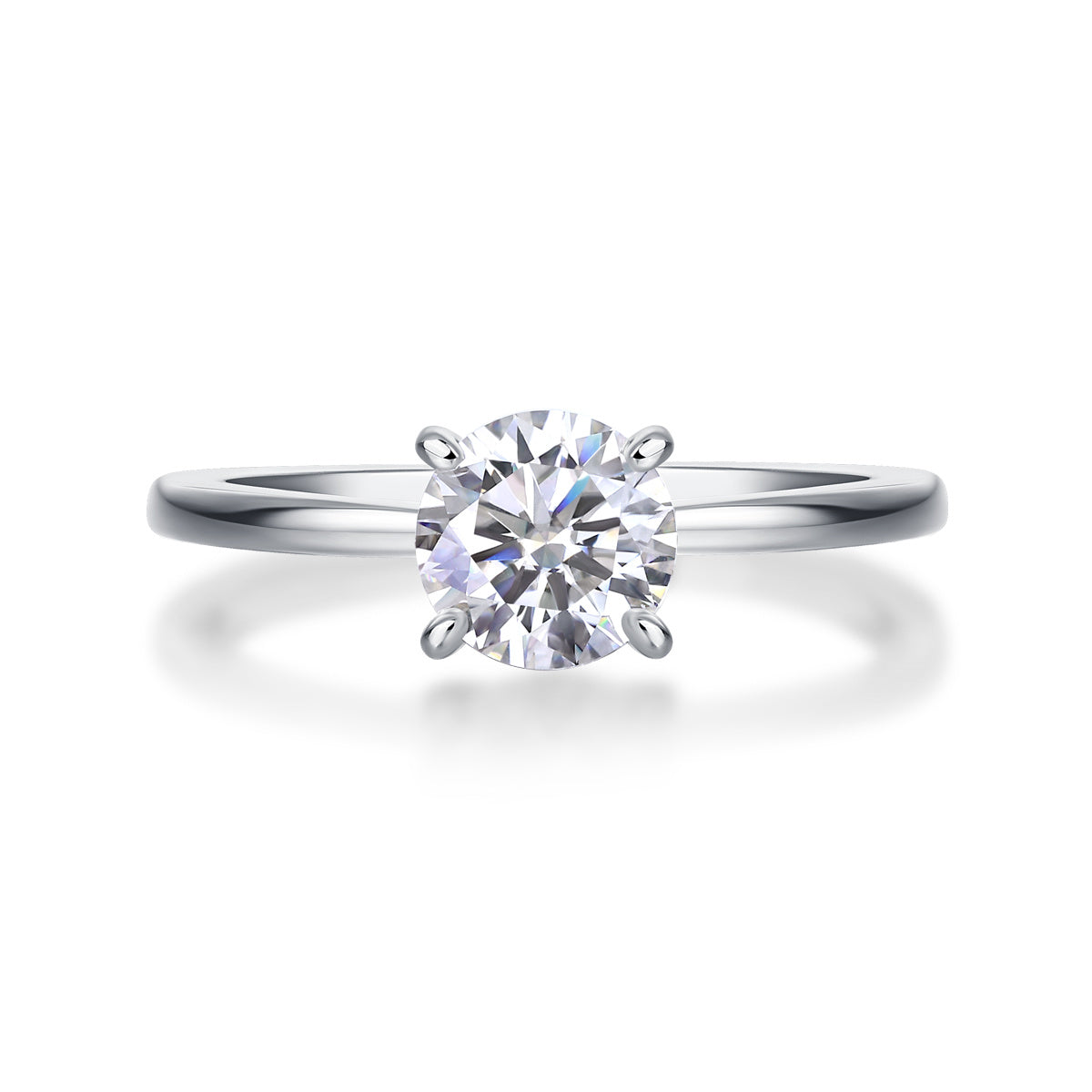 Classic 4 Prong Moissanite Silver Ring
