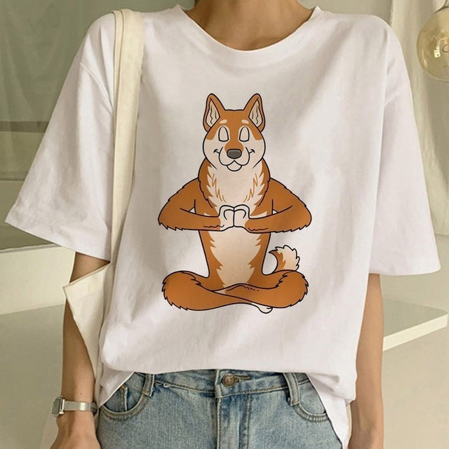T-shirt col rond graphique Shiba Inu