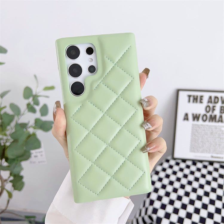 Diamond Plaid Leather Phone Case