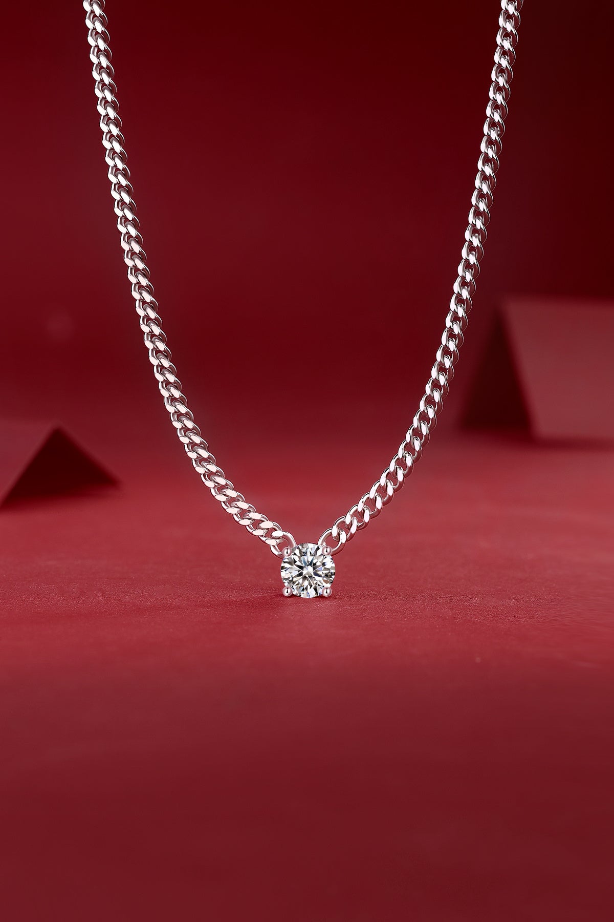 Cuban Moissanite Silver Pendant Set