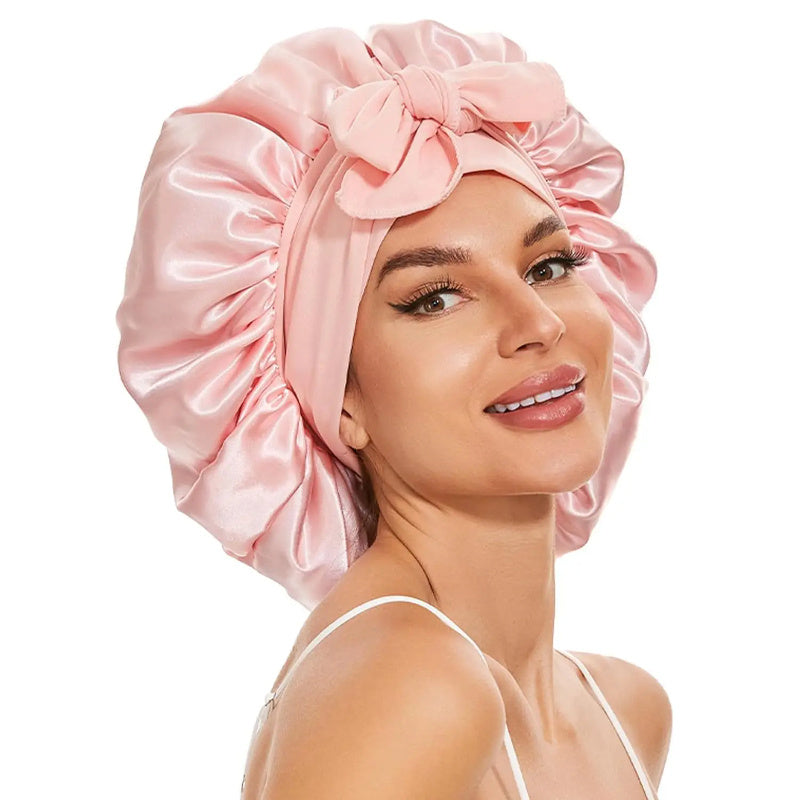 Bonnet en satin de soie pour cheveux bouclés