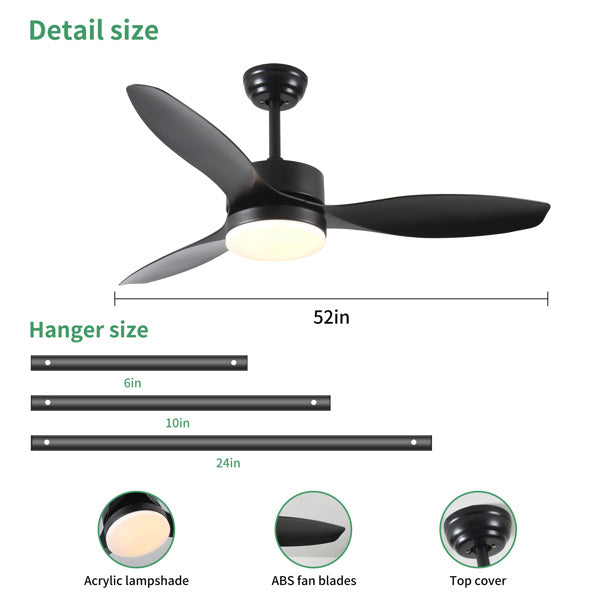 52" Indoor/Outdoor Ceiling Fan with LED