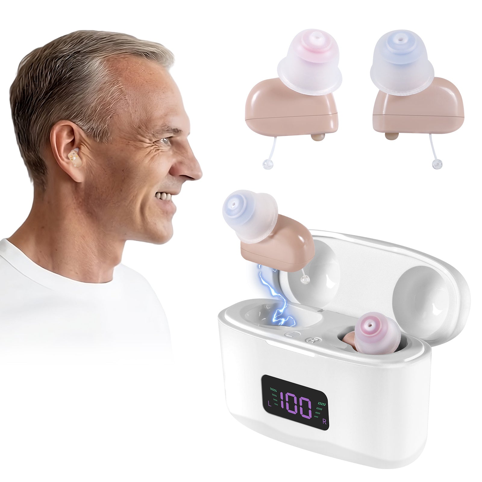 Portable Hearing Aids with Charging Case