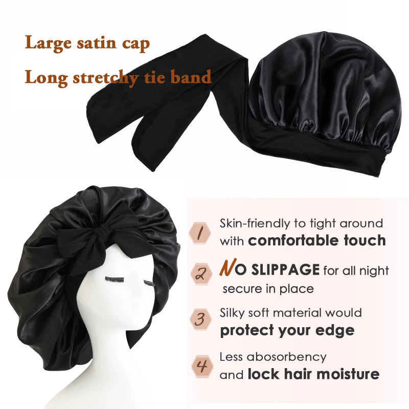 Bonnet en satin de soie pour cheveux bouclés