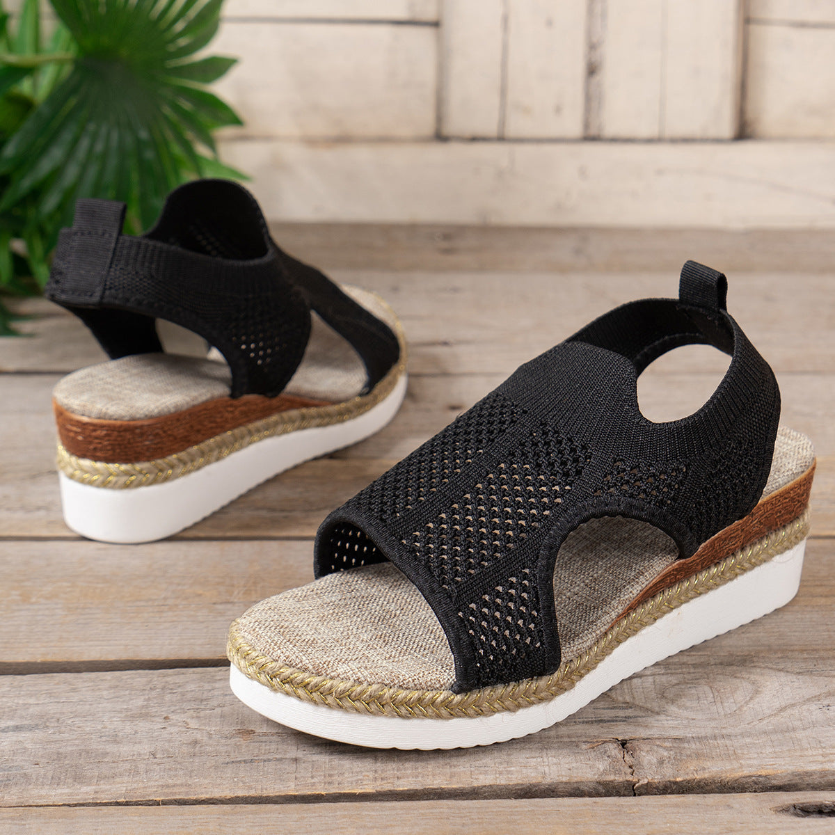 Women’s Summer Mesh Wedge Peep-Toe Sandals