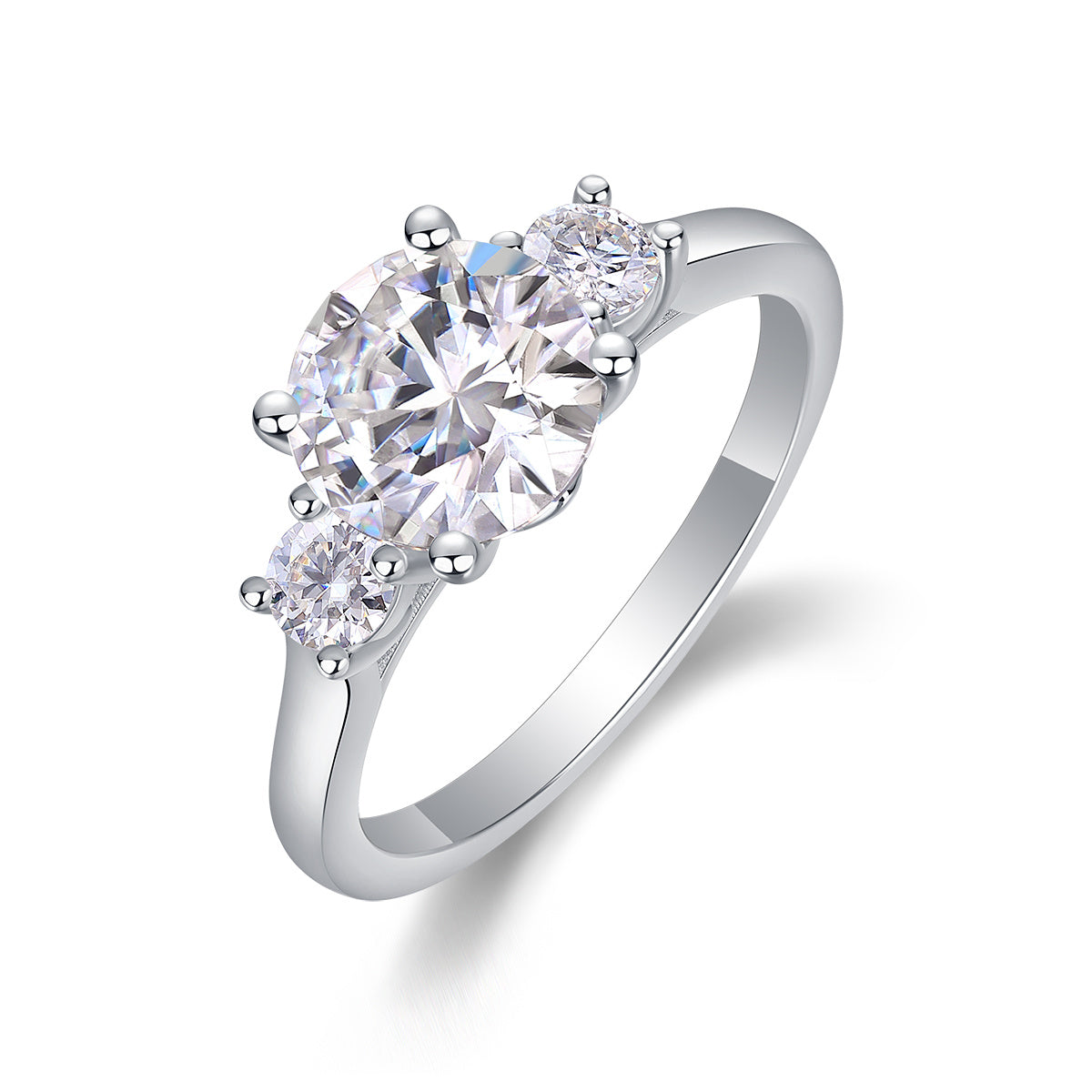 Large Moissanite Silver Diamond Ring