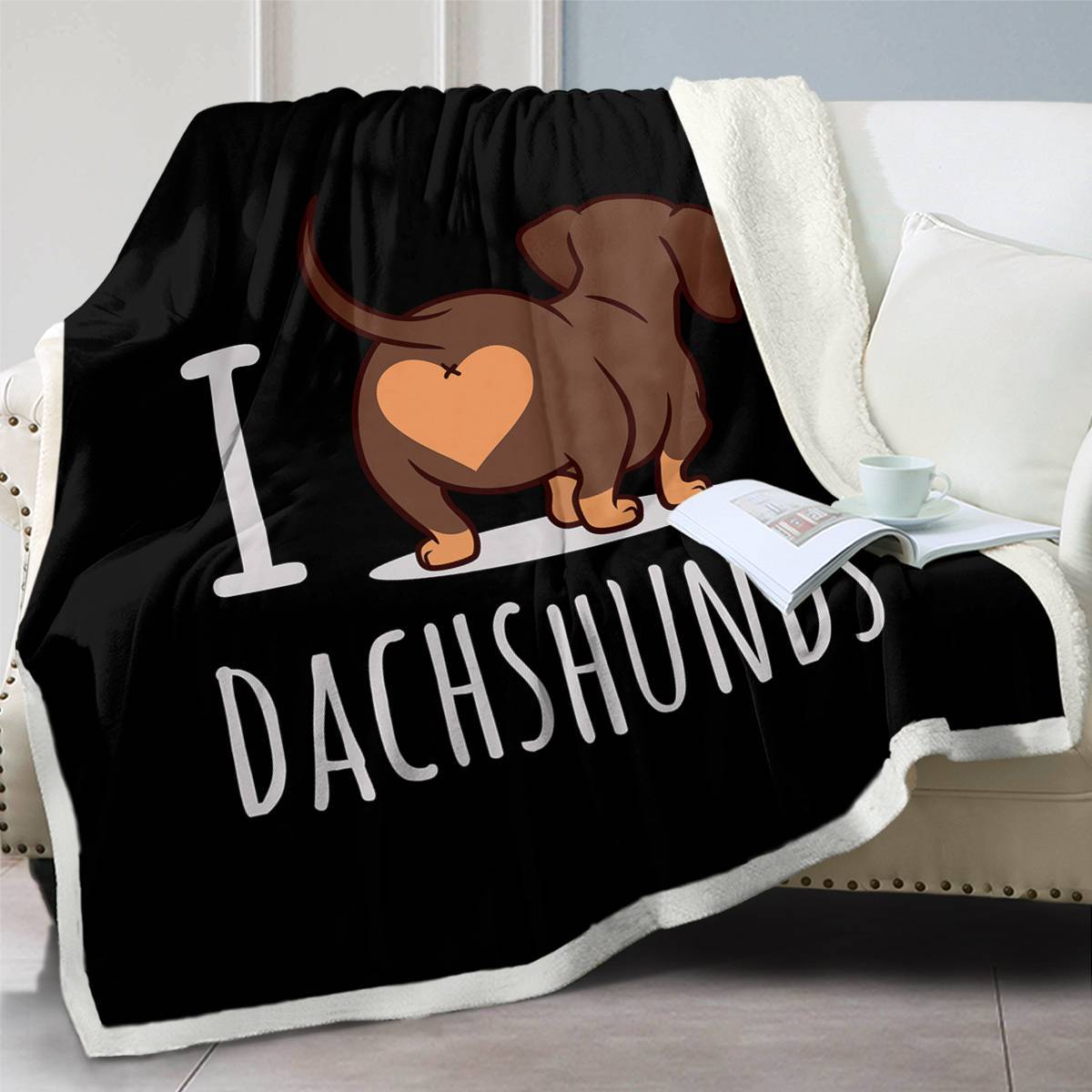3D Wiener Dog Reversible Fleece Blanket