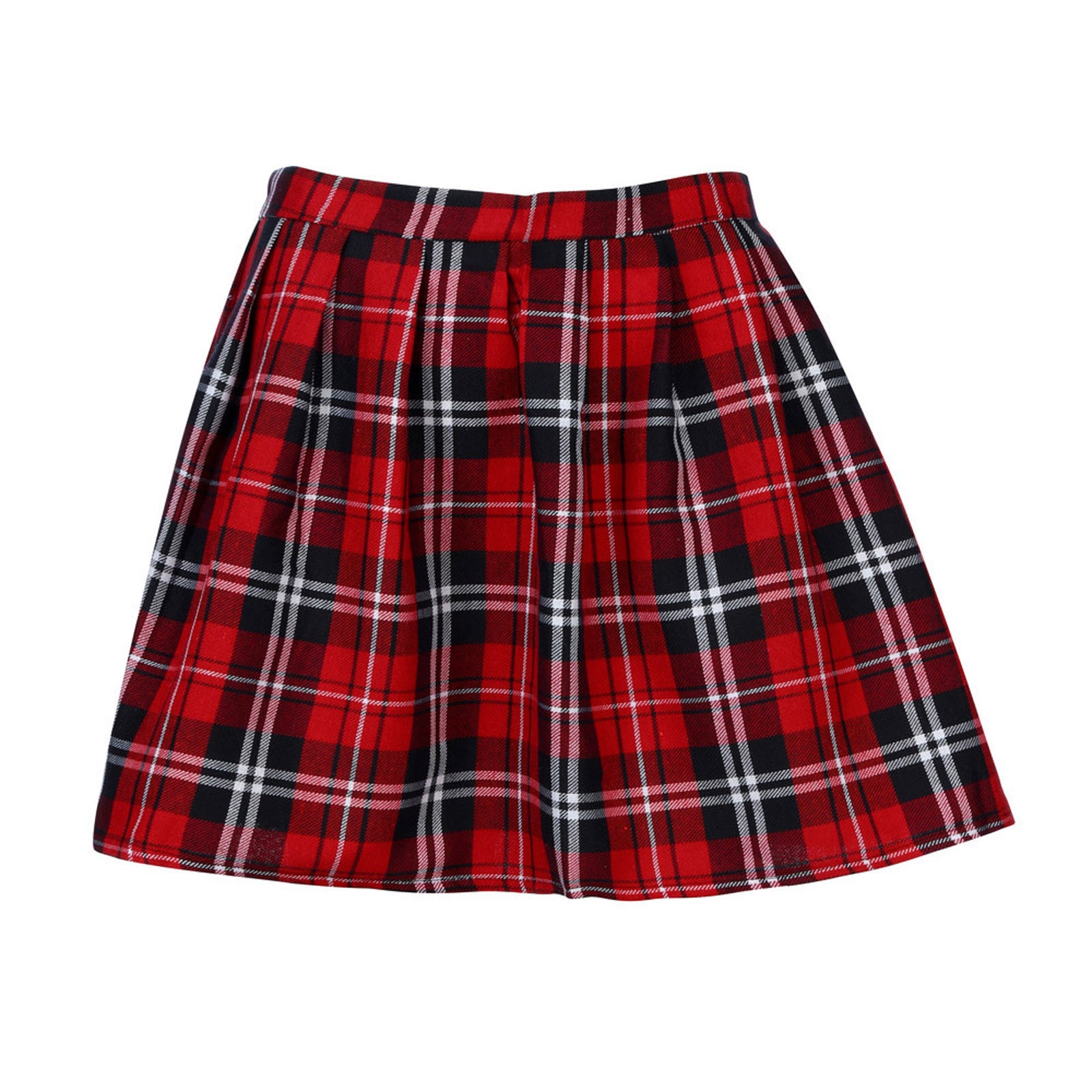 Jupe plissée mi-taille à carreaux pour femme