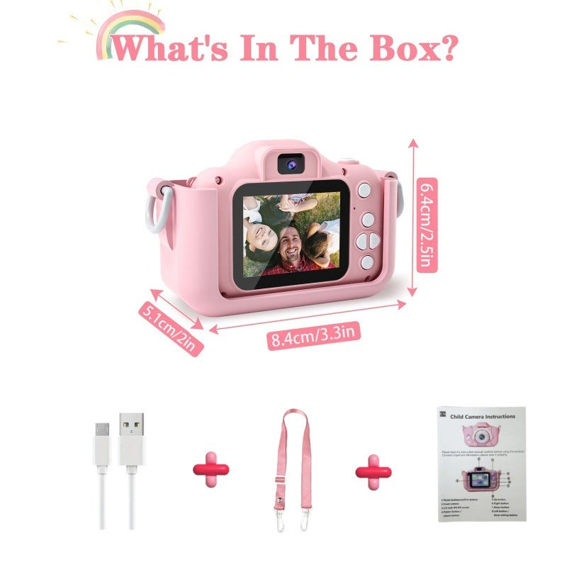 Pink Cat Kids Camera with Selfie Filters