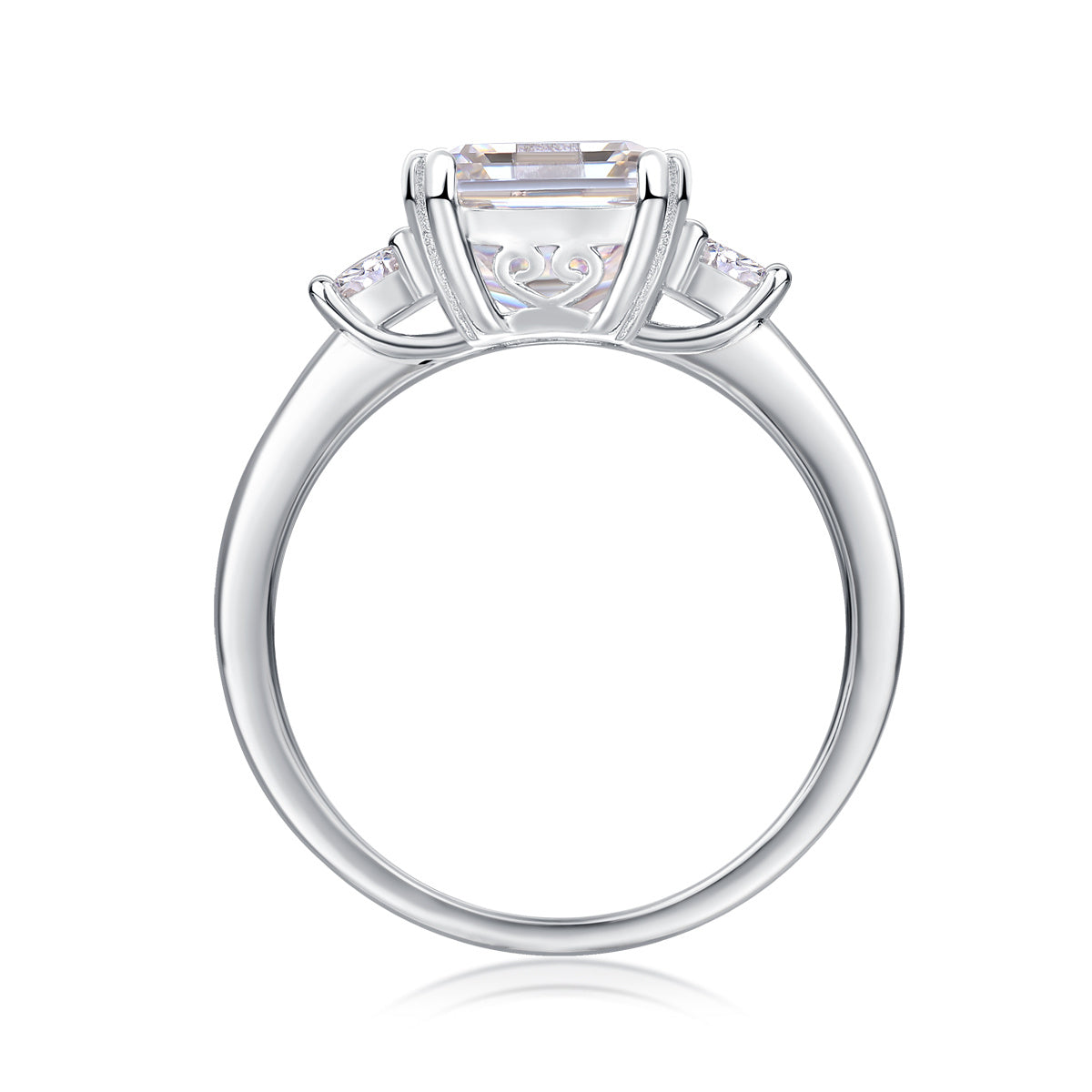 Baguette Moissanite Silver Wedding Ring