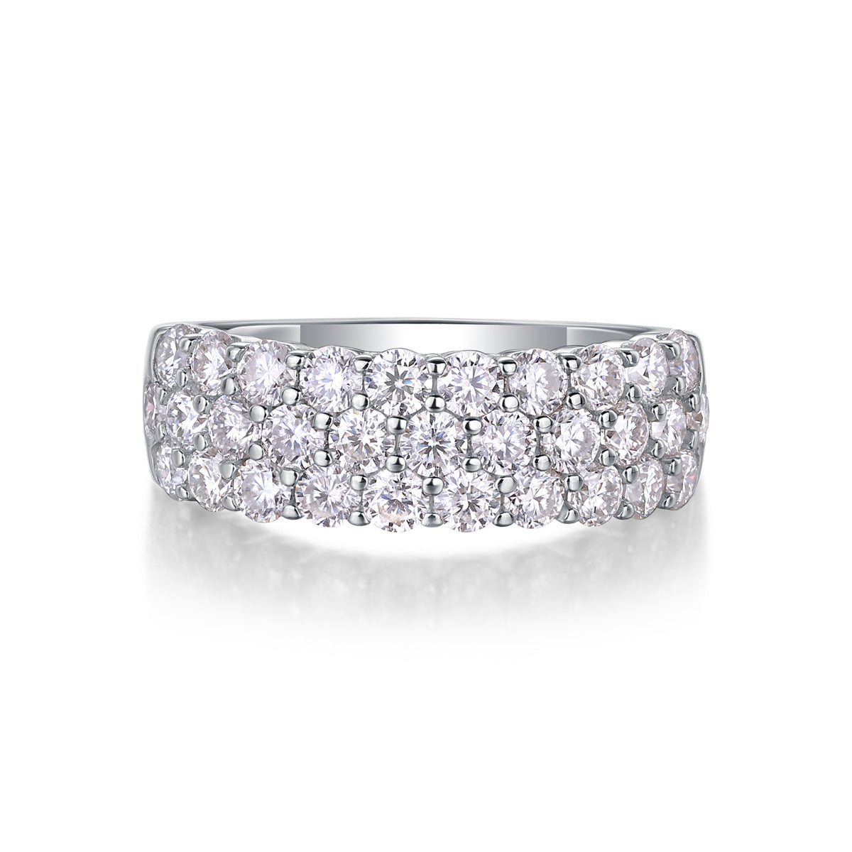 Multi-Row Moissanite Silver Ring Set