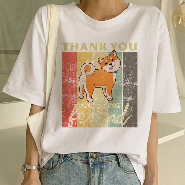 T-shirt col rond graphique Shiba Inu