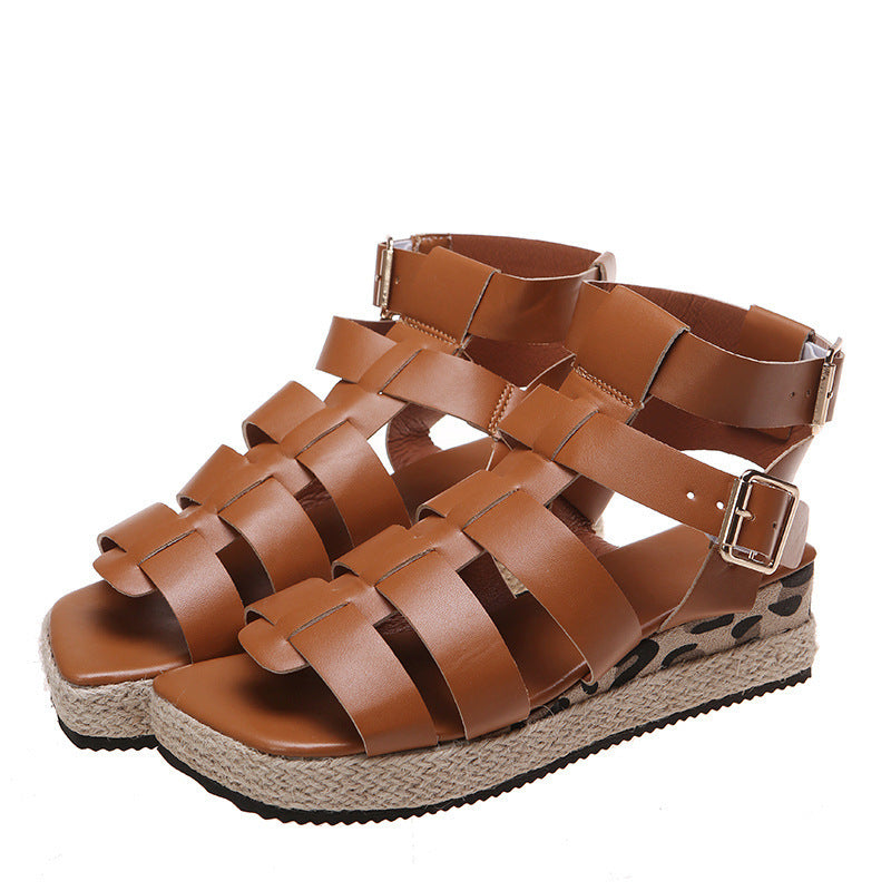 Woven Hemp Rope Platform Wedge Sandals
