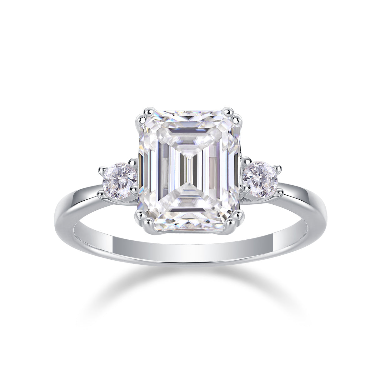 Baguette Moissanite Silver Wedding Ring