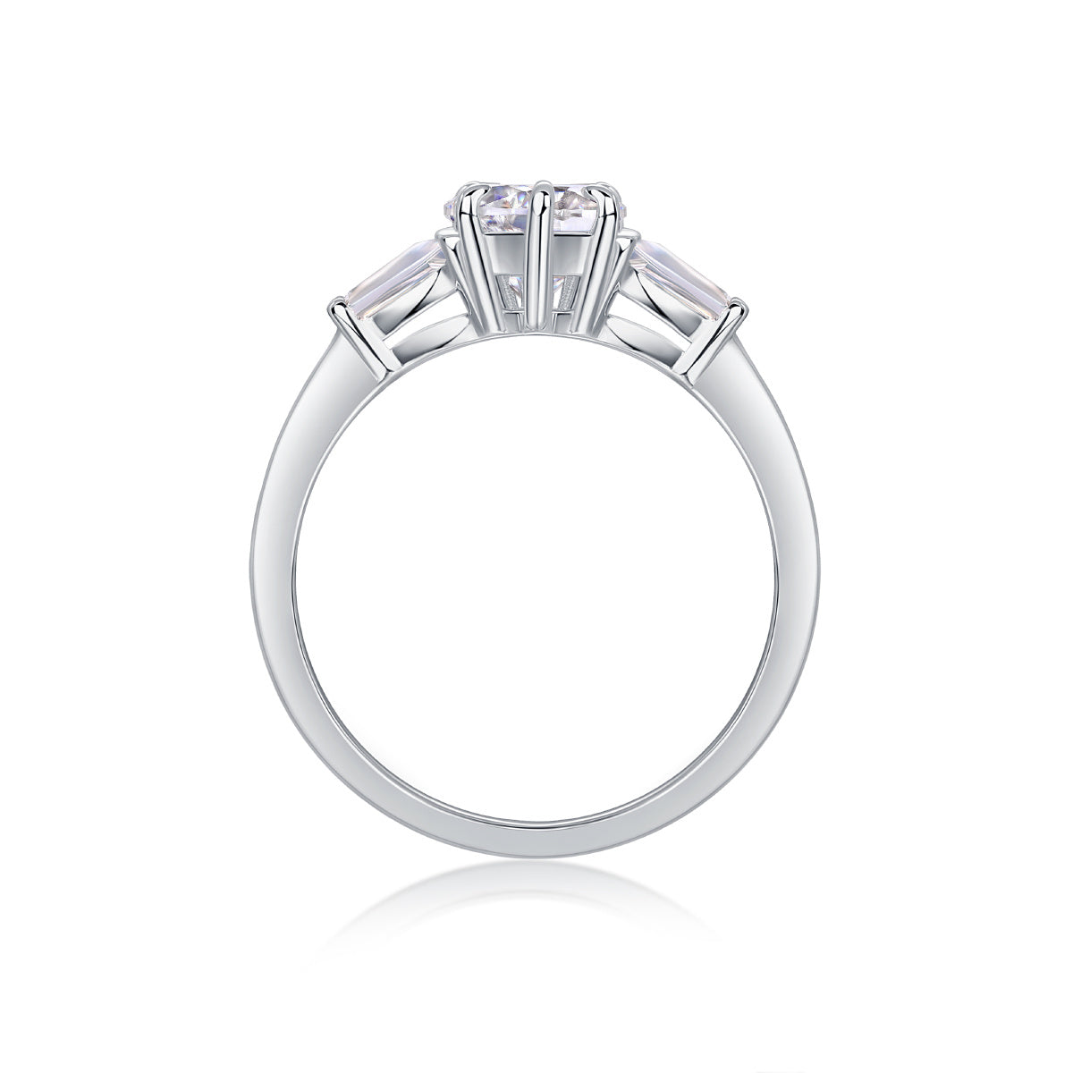 Large Moissanite Silver Diamond Ring