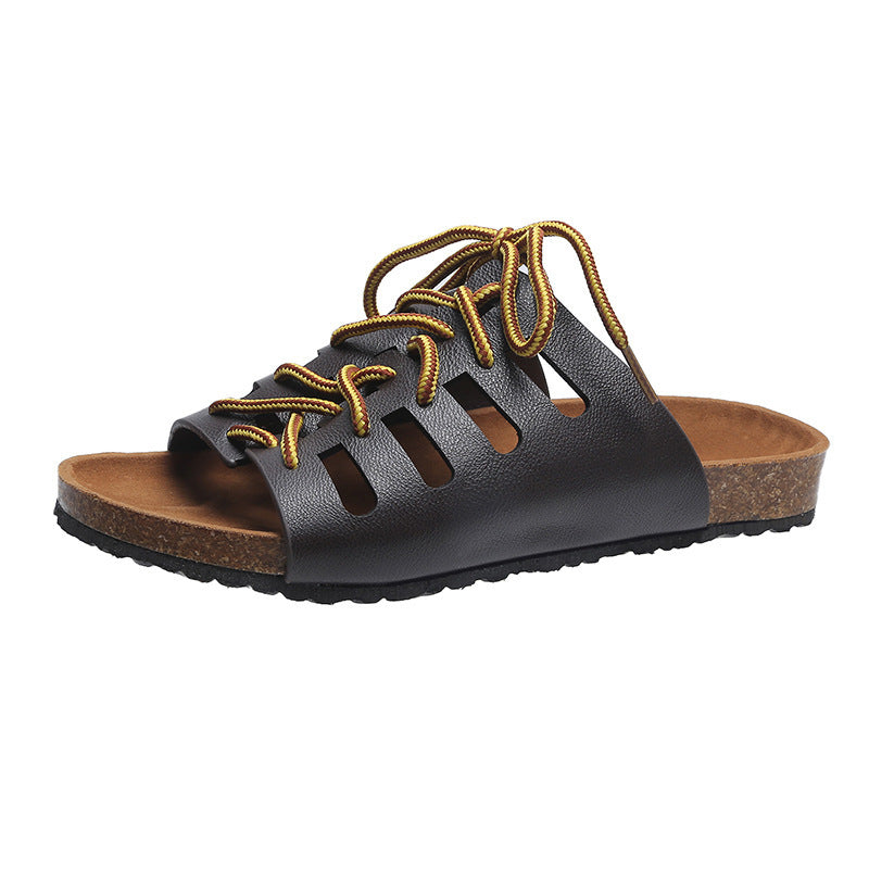 Lace-Up Roman Flat Sandals for Women