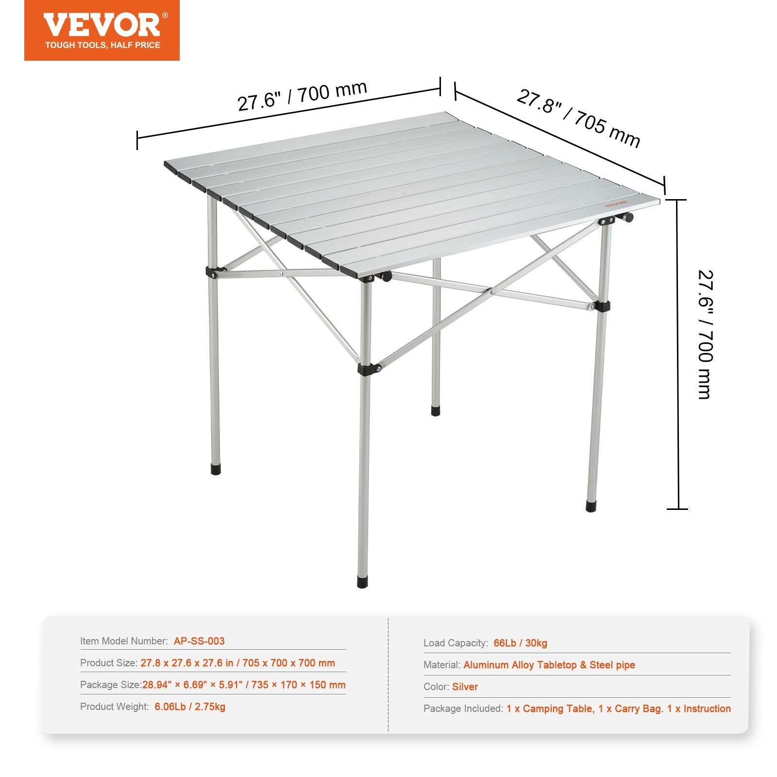 VEVOR Folding Aluminum Camping Table