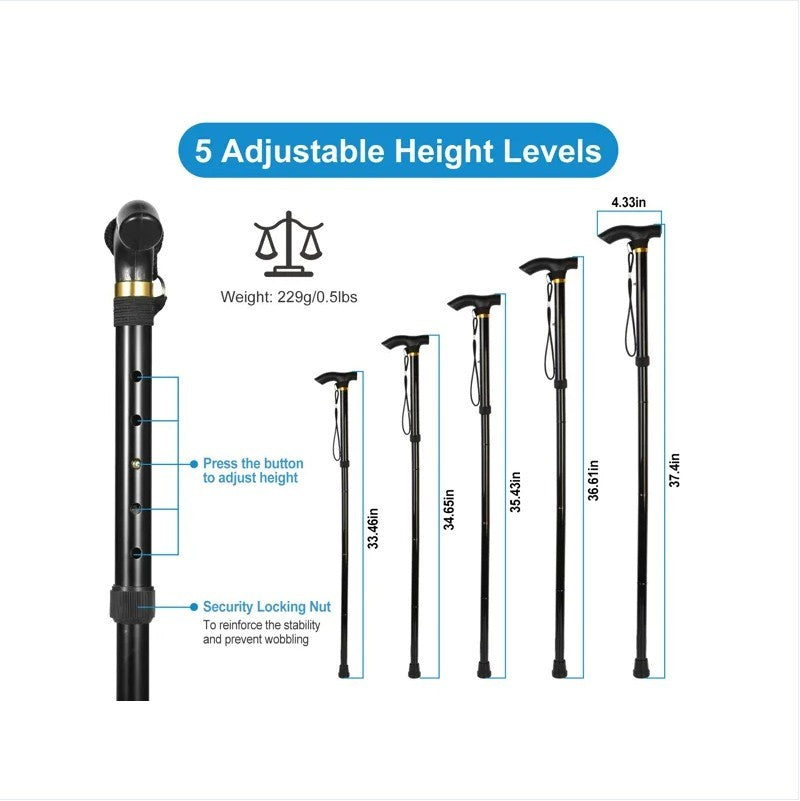 Black Portable Mobility Aid Cane