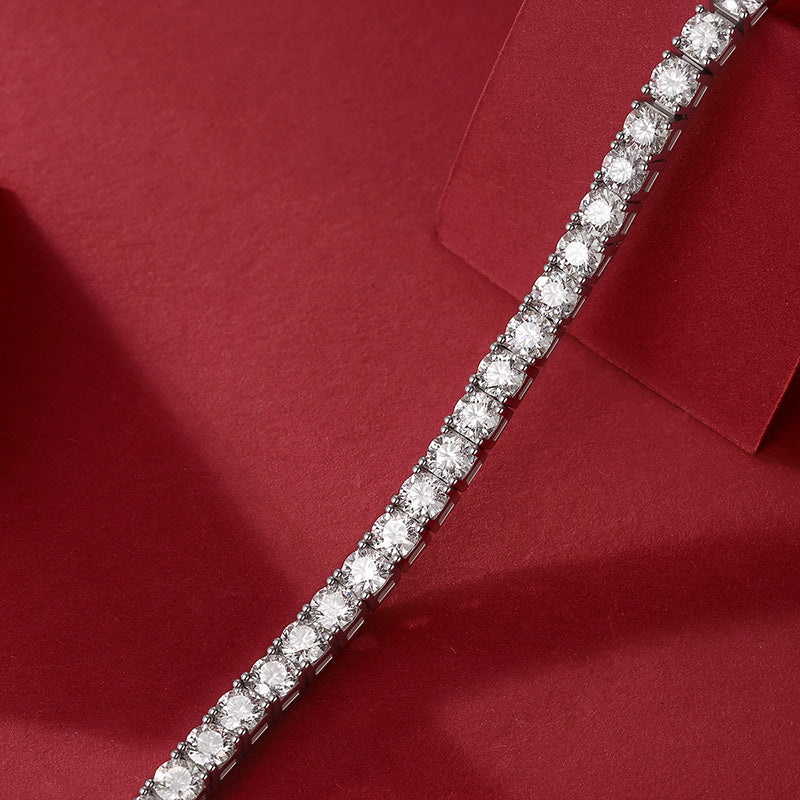 Unique Mosan Diamond Silver Bracelet